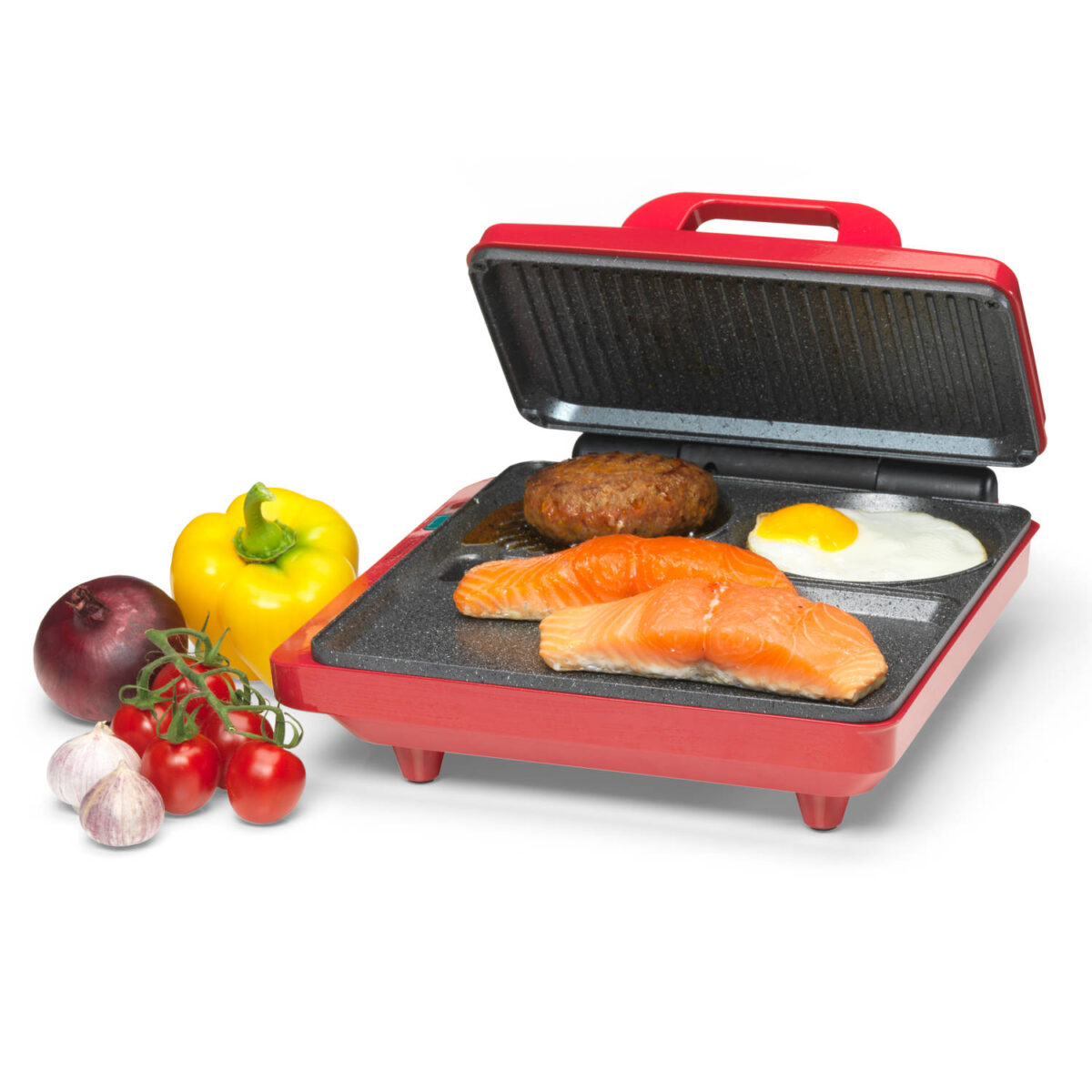 Contact- en tafel Multi Grill / Comfortcook voor vlees, vis, groenten, pannenkoeken of eieren Trebs 99362 Rood-Zwart