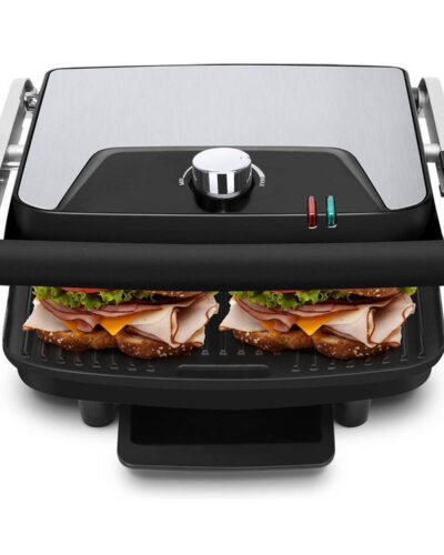 Contactgrill - Tosti Apparaat - Tosti Ijzer - Aigi Uzana - Cool Touch - RVS - Zwart/Zilver