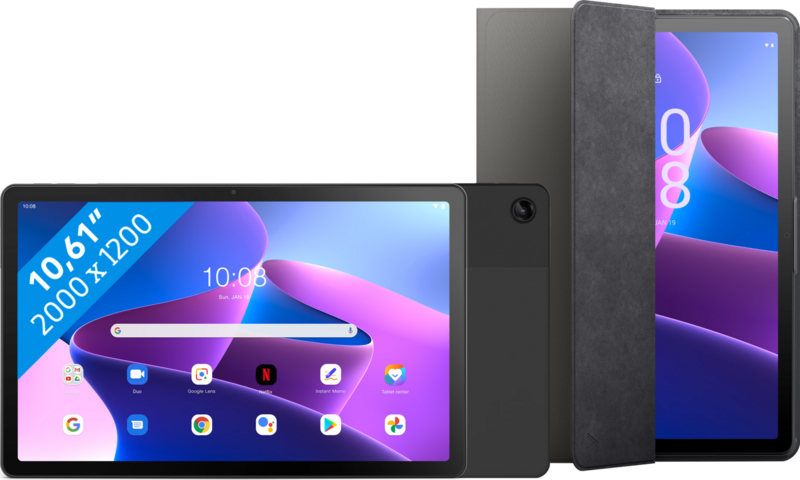 Lenovo Tab M10 Plus (3e generatie) 10.6 inch 32GB Wifi Grijs + Book Case Grijs