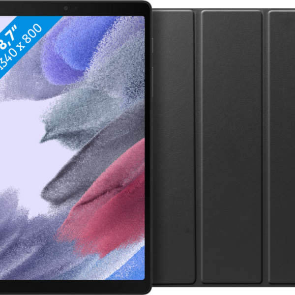 Samsung Galaxy Tab A7 Lite 32GB Wifi + 4G Zwart + Just in Case Book Case Zwart