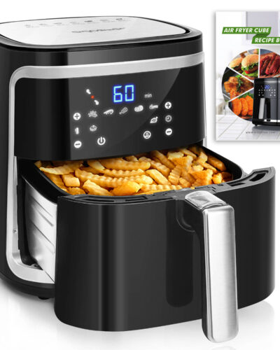 Aigostar Cube 30IBT - XXL Digitaal Airfryer - 7L Hetelucht Friteuse - Kookboek - 1600g friet - 7 programma's - 1900W