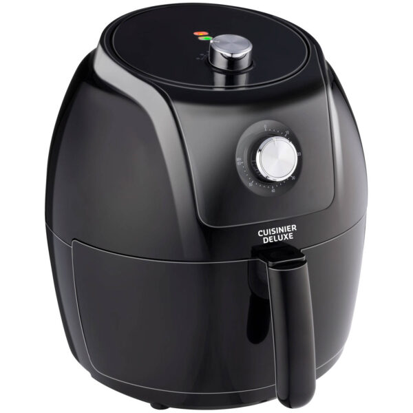 Cuisinier Deluxe Airfryer Analoog - 5 Liter - 230V - Hetelucht friteuse - 7/8 Personen - Zwart