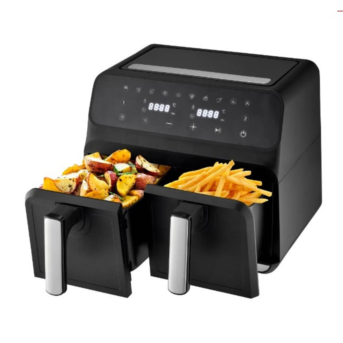 Deski Dubbele Airfryer 8L - Timerfunctie - Tot 200 Graden - Zwart