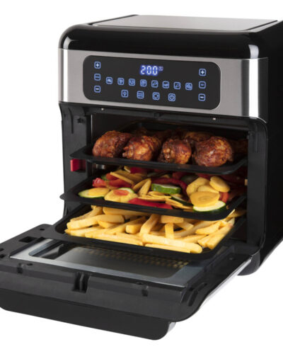 Inventum GF1200HLD - Airfryer oven - Heteluchtfriteuse met roterende mand - Inhoud 12 liter - Zwart/RVS