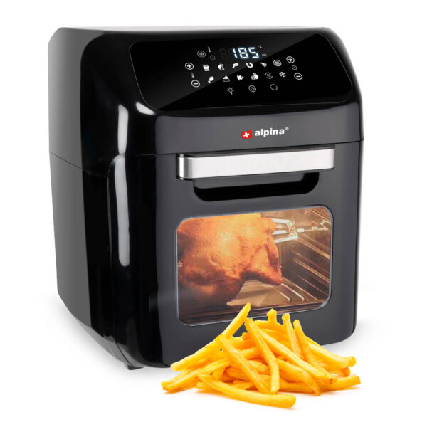 alpina Hetelucht Oven en Friteuse - Airfryer - 1800 Watt - 12 Liter - Zwart